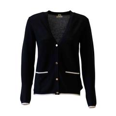 Hermes jacket 36 JEUX DE POINTS MERINOS Navy blue 2015