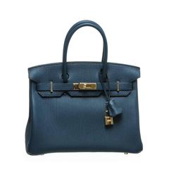 Hermes Bleu Prusse Togo Leather 30cm Birkin Handbag GHW