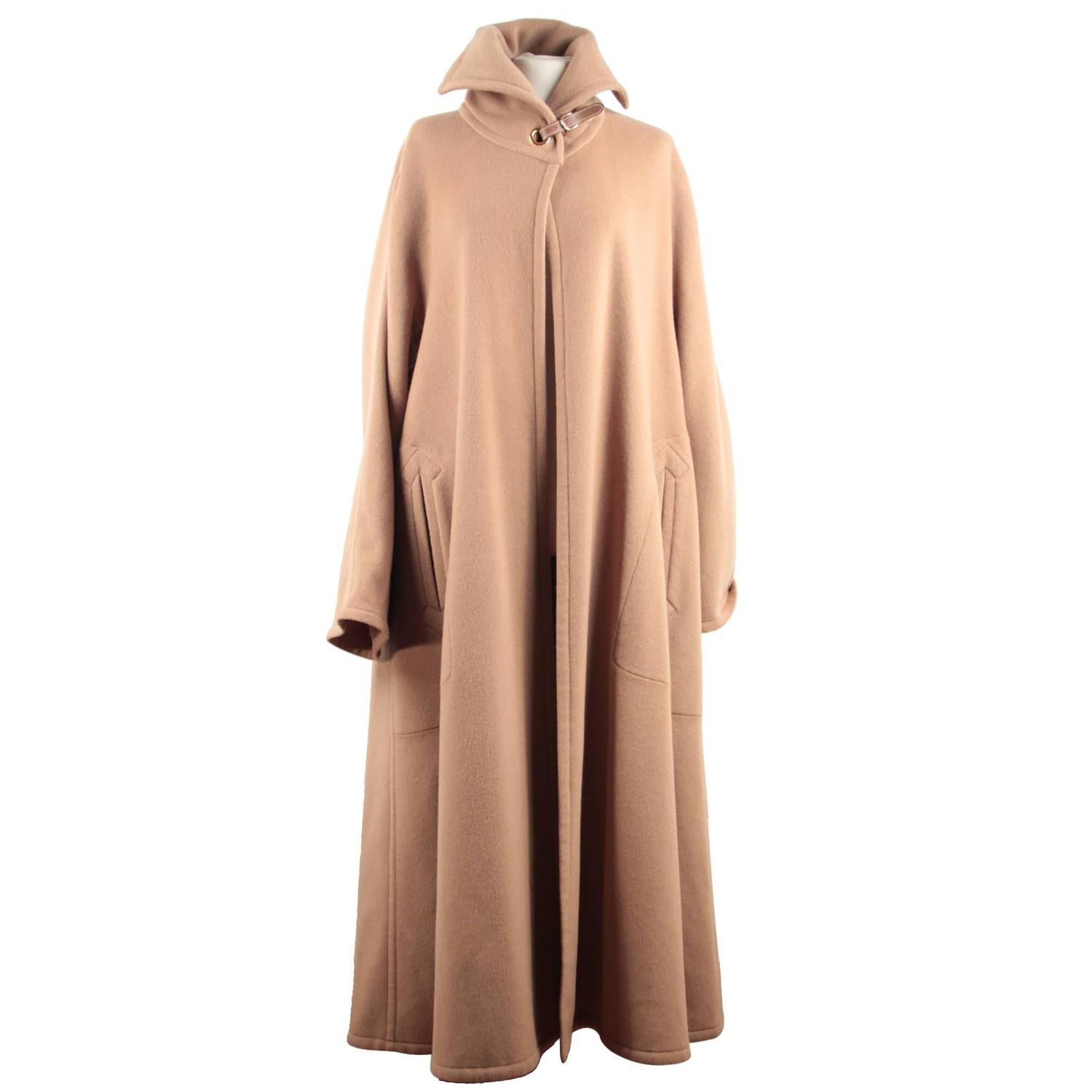 HERMES PARIS Vintage Tan Camel Hair COAT Full Lenght CAPE Design ...  