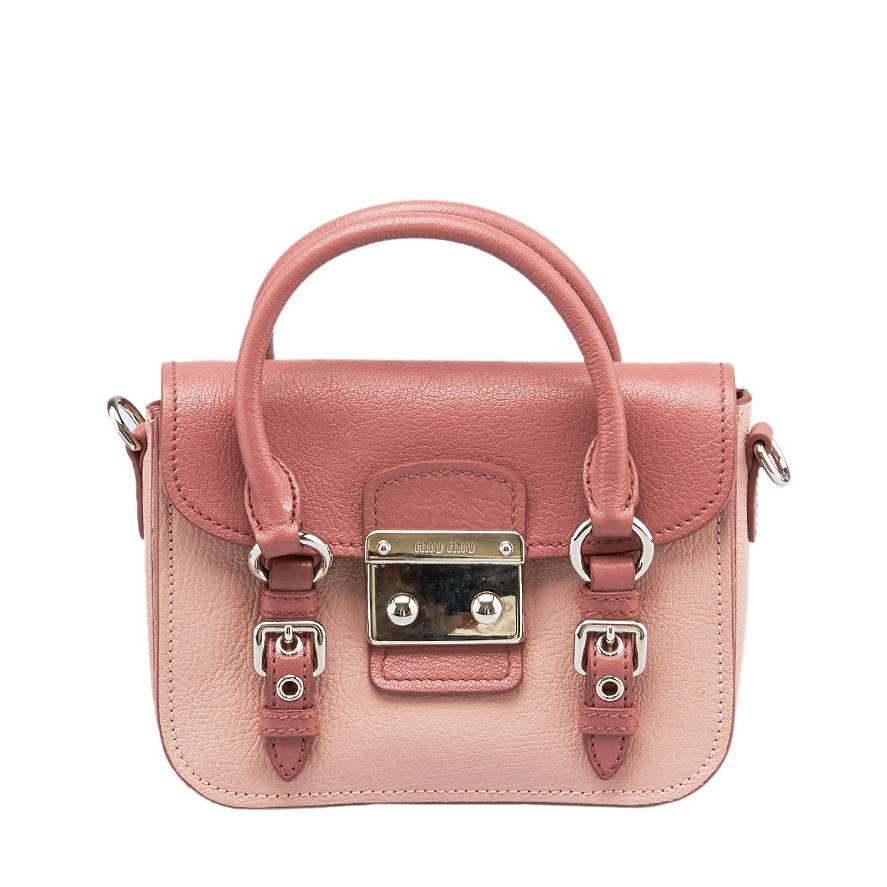 Miu Miu Pink Leather Madras Shoulder Bag For Sale