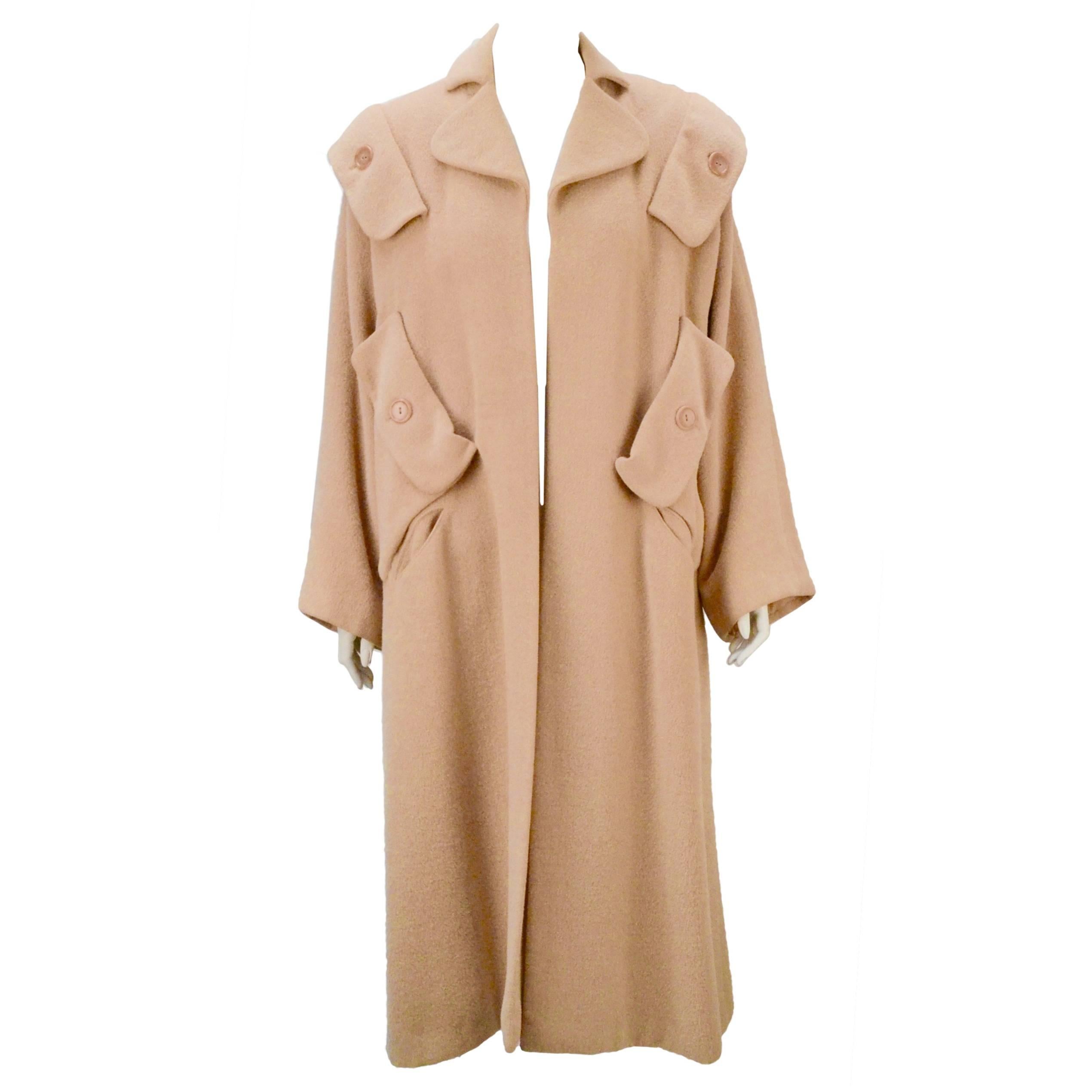 1940s Gilbert Adrian Blush Pink Wool Coat  For Sale