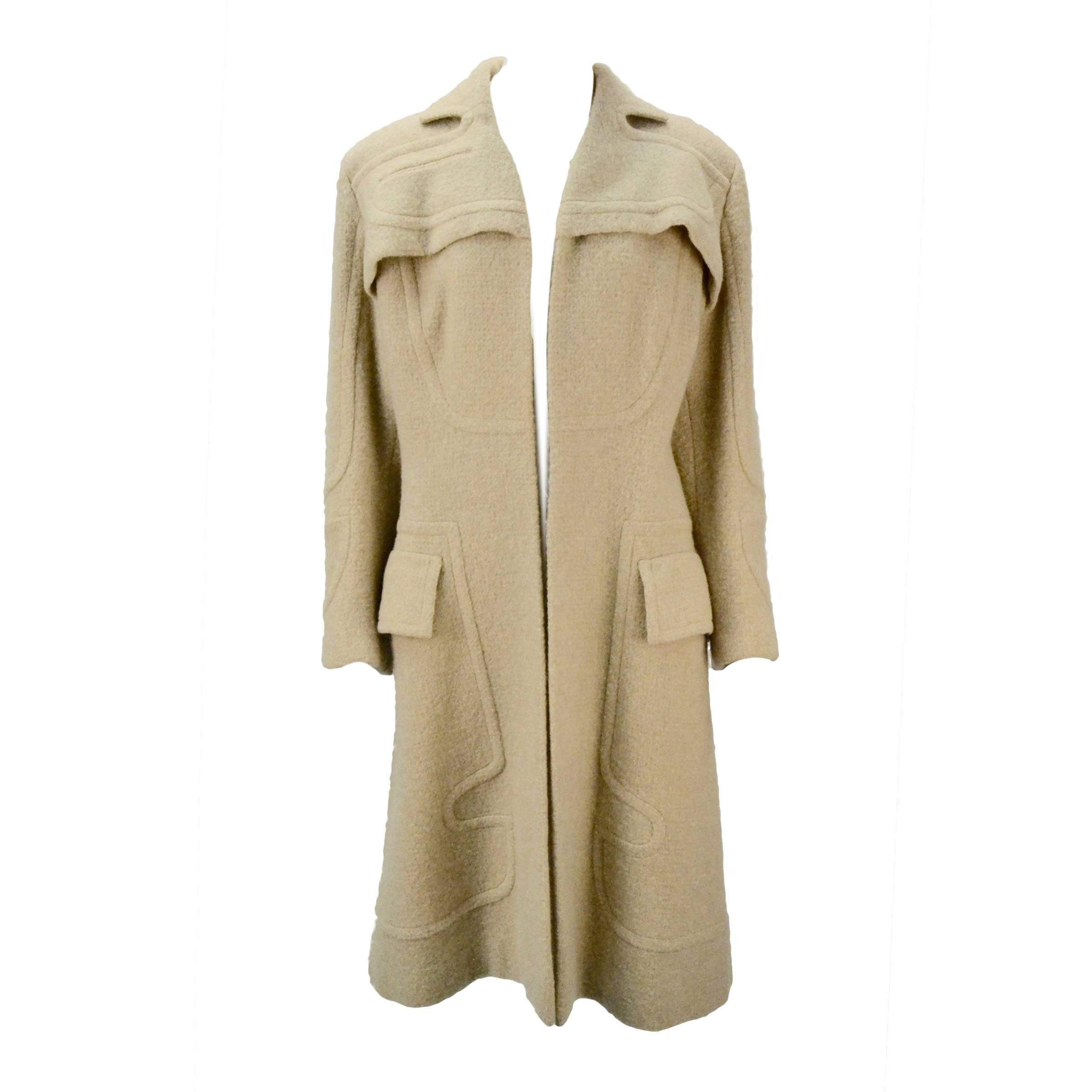 1940s Gilbert Adrian Light Tan Wool Coat For Sale