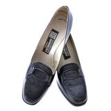 1970er Givenchy Vintage Schwarz Leder Pelz Loafers Größe 8,5 Chaussures Schuhe Schnalle
