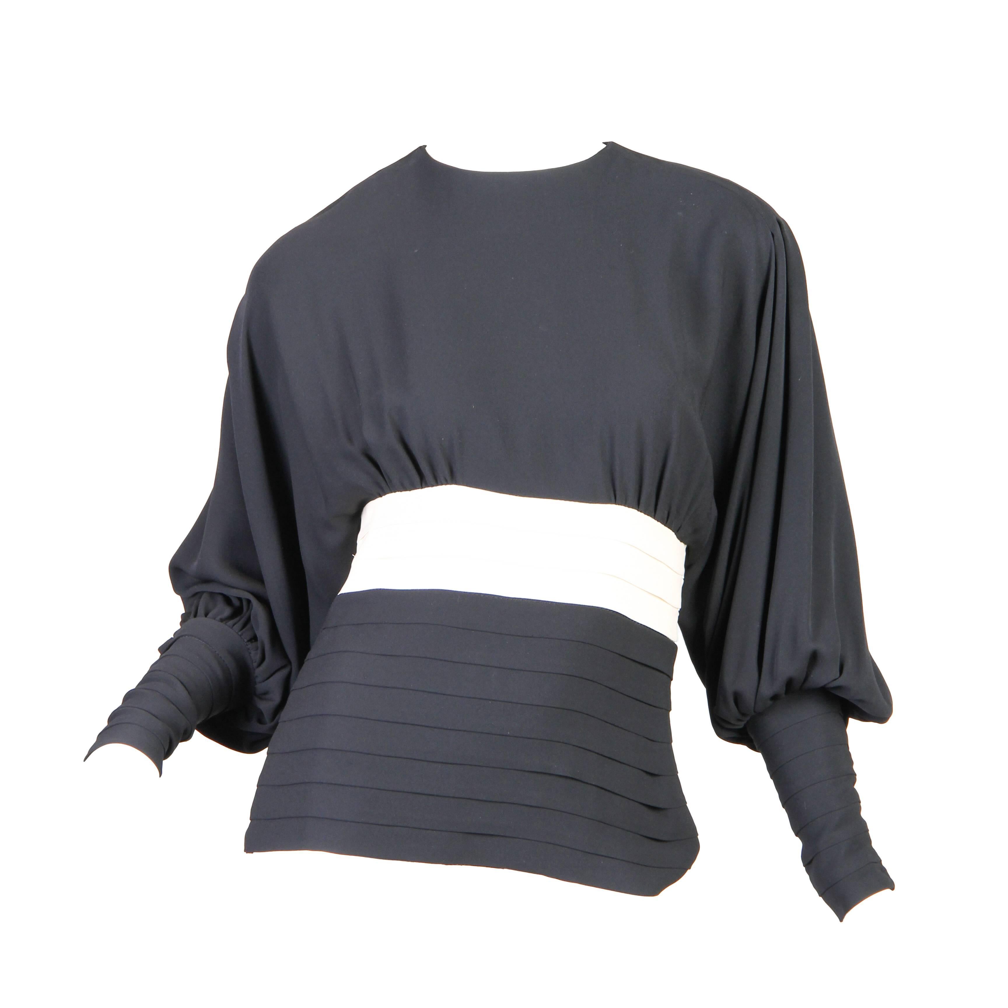 Galanos Black and White Full-Sleeved Top