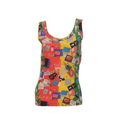 Chanel Vintage Madamoiselle Print Silk Tank Top