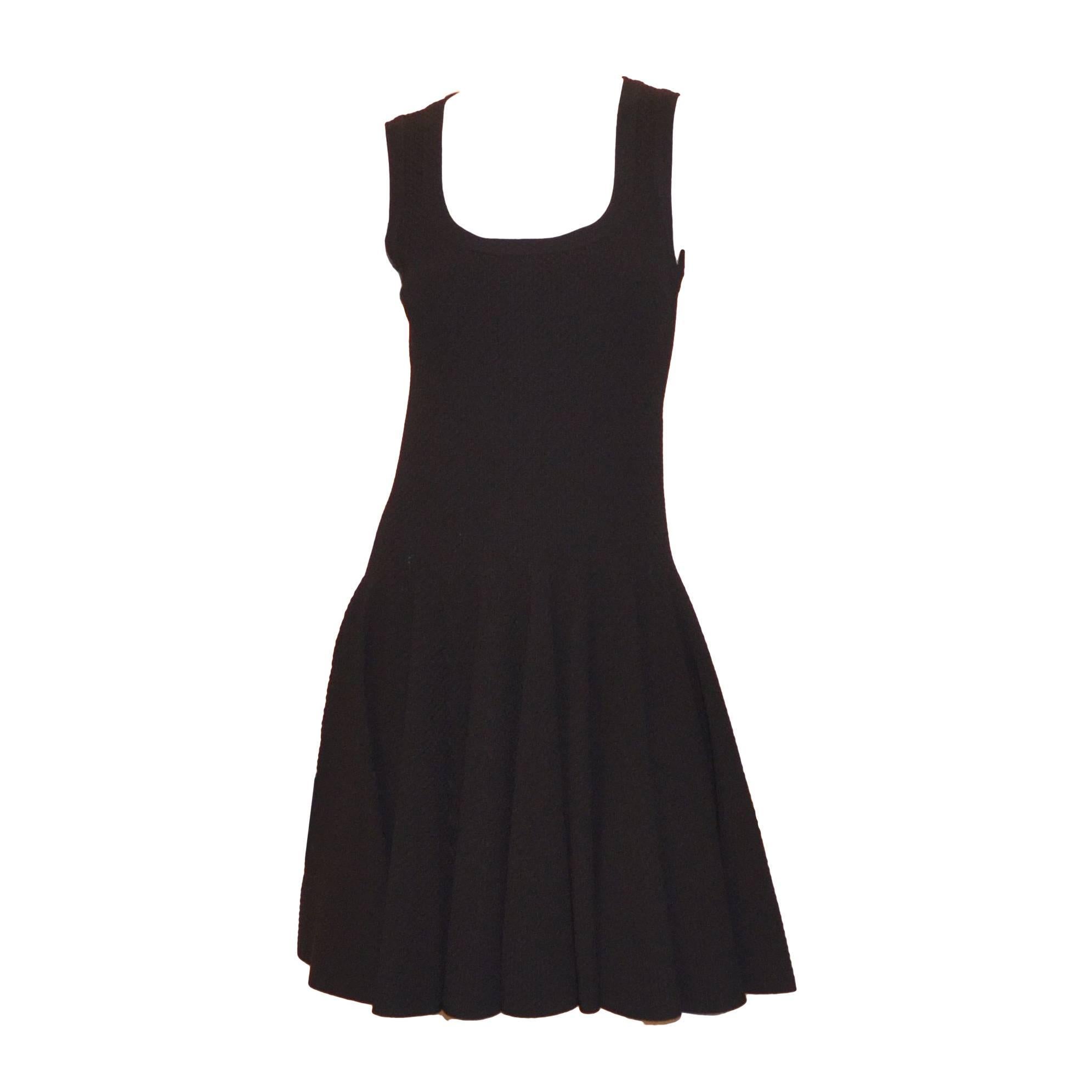 Alaia Black Fit and Flare Stretchy LBD Dress NWT