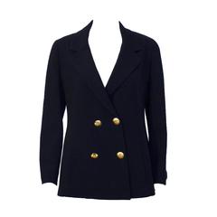 1990's Chanel Navy Wool Blazer with No. 5 Detail