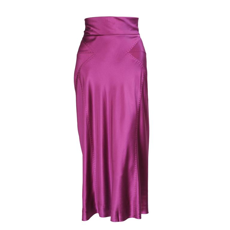 Alberta Ferretti Purple Silk Skirt For Sale at 1stdibs