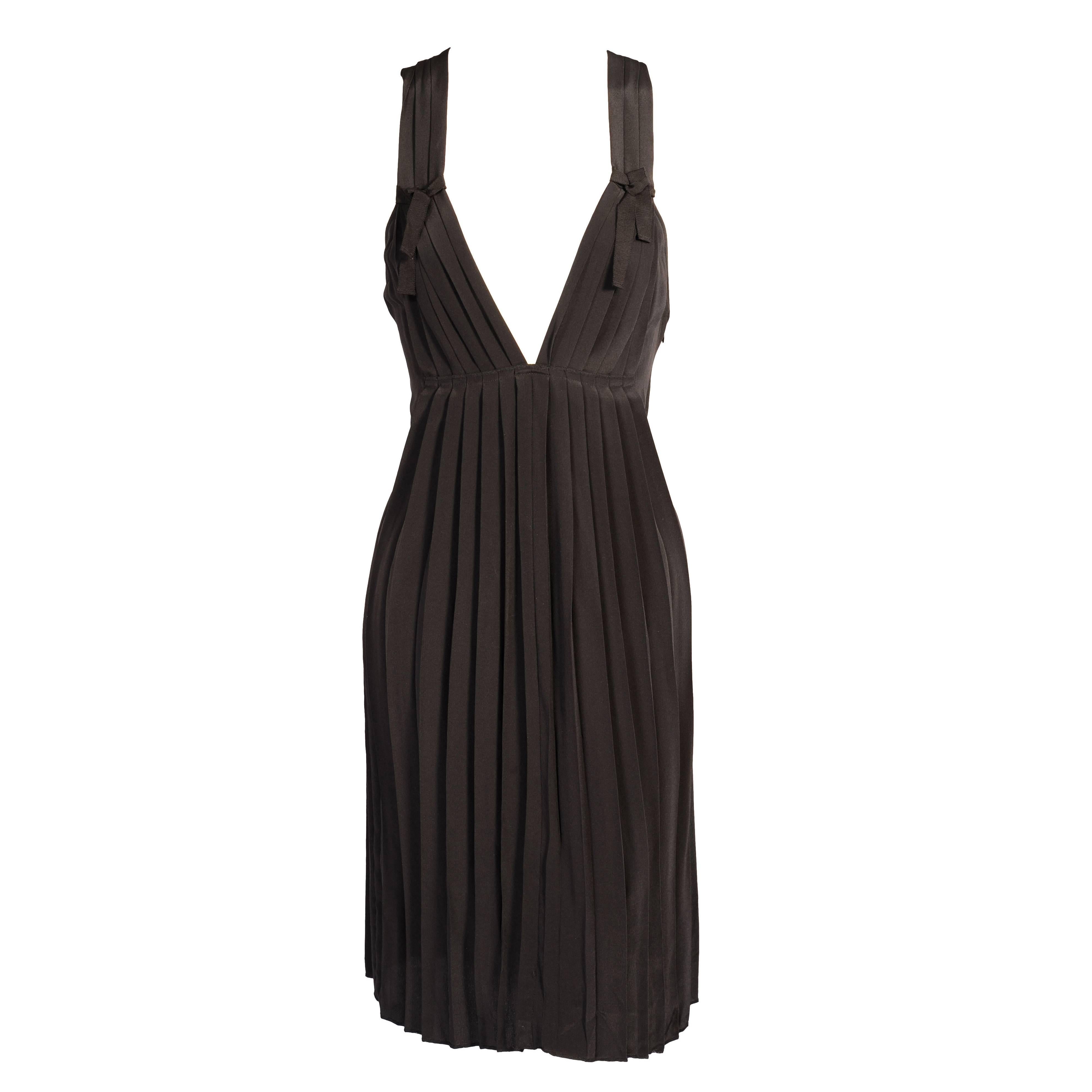 Sonia Rykiel Low Cut Black Silk Dress, Never Worn For Sale