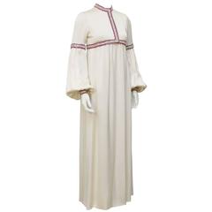 1970's Guy Laroche Haute Couture Cream Silk Beaded Gown 12