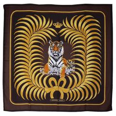 Gorgeous Hermes Tiger Cashmere and Silk Shawl