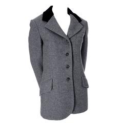 Anne Klein Saks Fifth Avenue Veste blazer vintage en laine grise style équestre