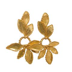 1980s Yves Saint Laurent Gold Leaf Clip-On Earrings