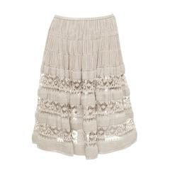 Alaia Paris silver Metallic Lace Circle Skirt, Sz. M