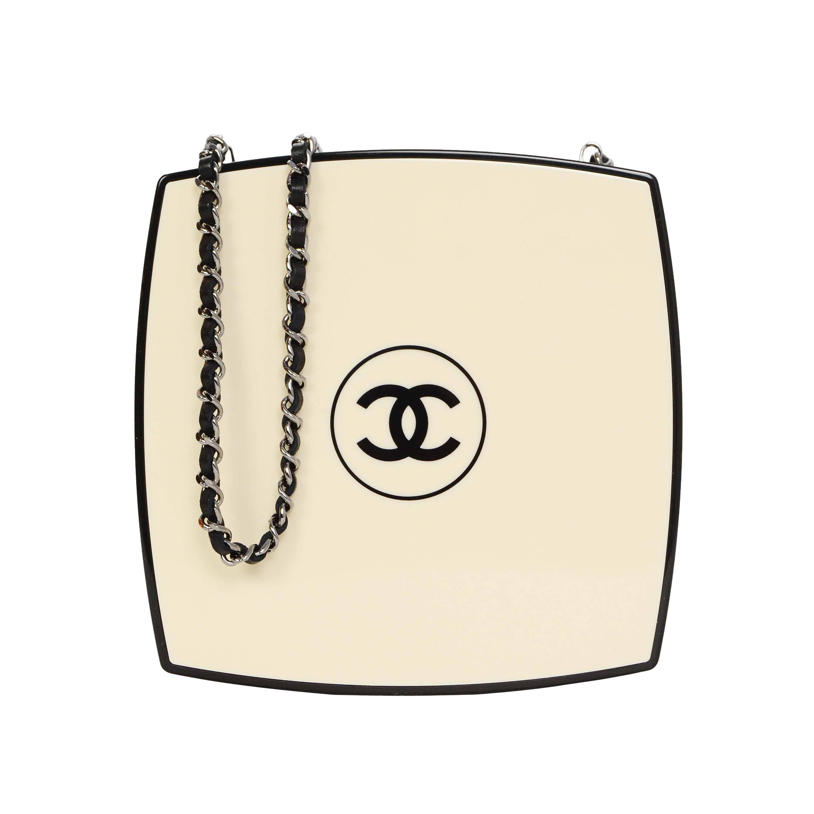 Chanel Rare 2015 Runway Beige & Black Compact Clutch Bag rt. $8, 500