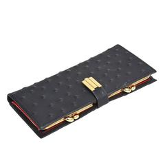 Black and Red Leather Goatskin Vintage Wallet