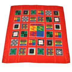 Chanel Multi-Color Signature Logo Silk Scarf 6