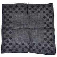 Vintage Givenchy Set of Navy Polka-Dot Linen Men's Hankerchief