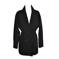 Claude Montana Black Form-Fitting Double-Breasted Blazer