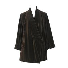 Vintage Yves Saint Laurent Brown Velvet Kimono Jacket 