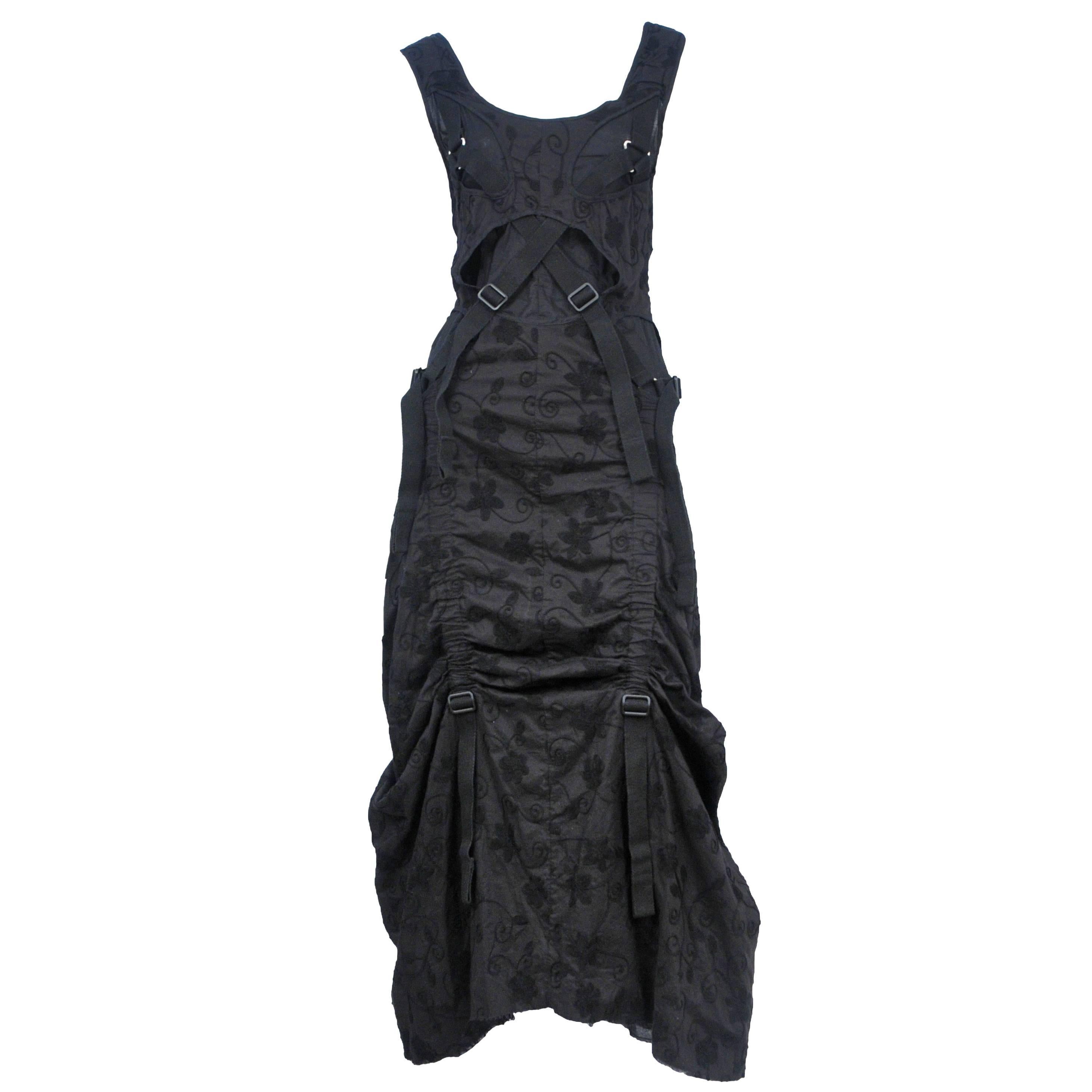 Comme Des Garcons Black Floral Parachute Dress 