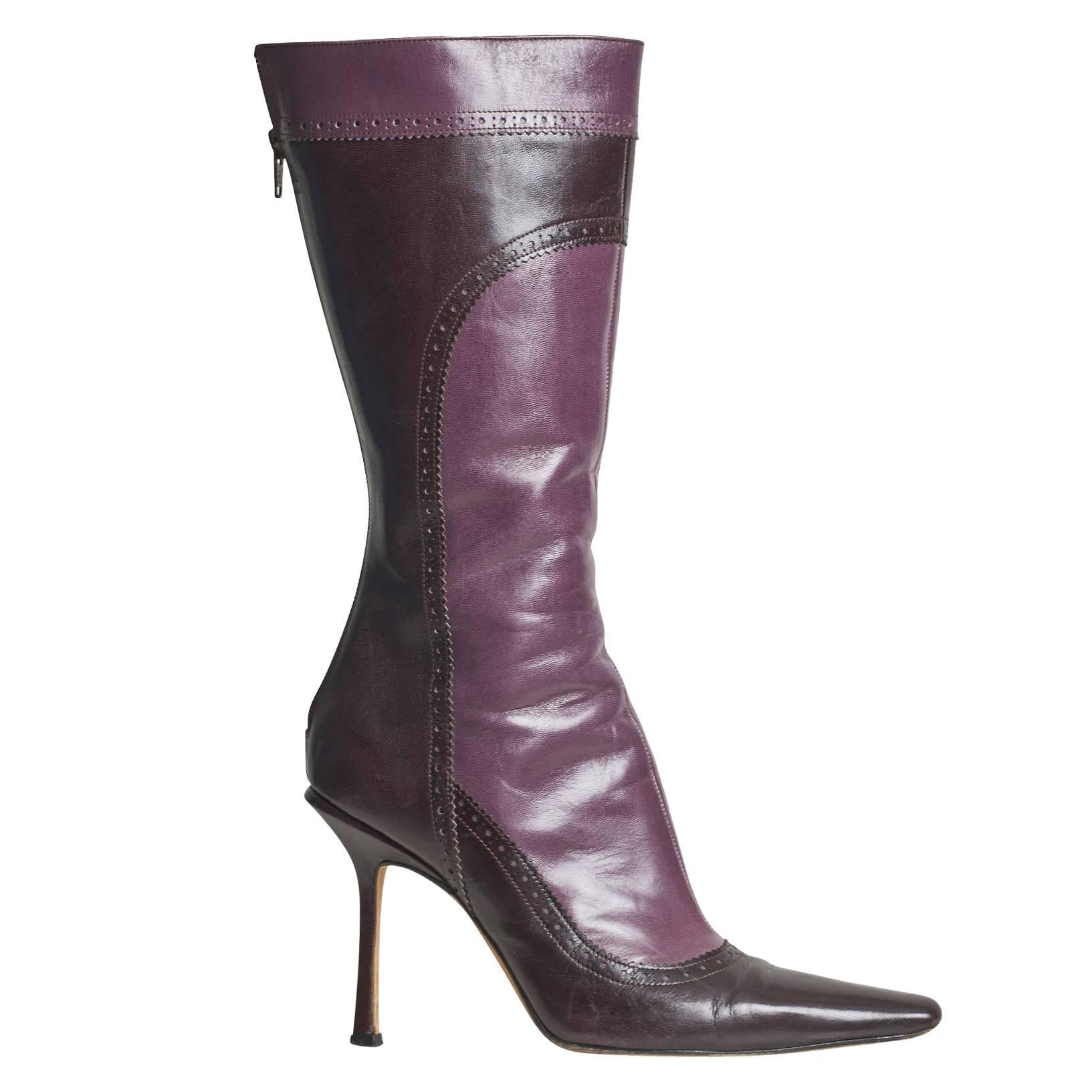 Jimmy Choo Purple Pointy Boots UK6 US 8 For Sale