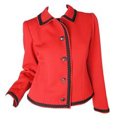 Yves Saint Laurent Red Jacket with Black Trim 11