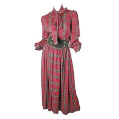 1980s Oscar de la Renta Peasant Blouse and Skirt 8