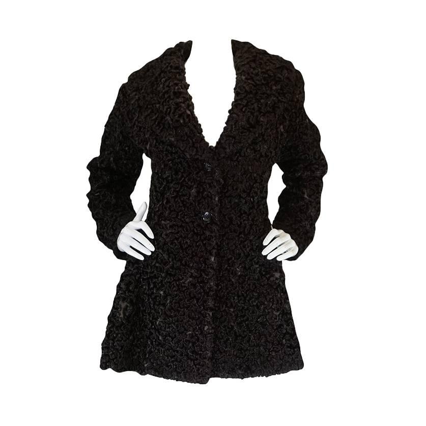 Important Fall 1991 Collection Alaia 'Astrakhan' Faux Fur Coat
