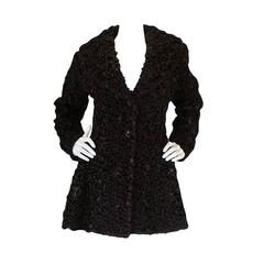 Retro Important Fall 1991 Collection Alaia 'Astrakhan' Faux Fur Coat