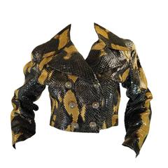 Vintage 1991 Museum Held Alaia Exotic Python Skin Biker Jacket