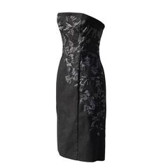Alexander Mcqueen Abstract Birds Embroideries Black Fitted Dress