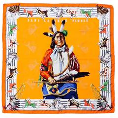 Hermes Pawnee Chief Print Scarf 1980s