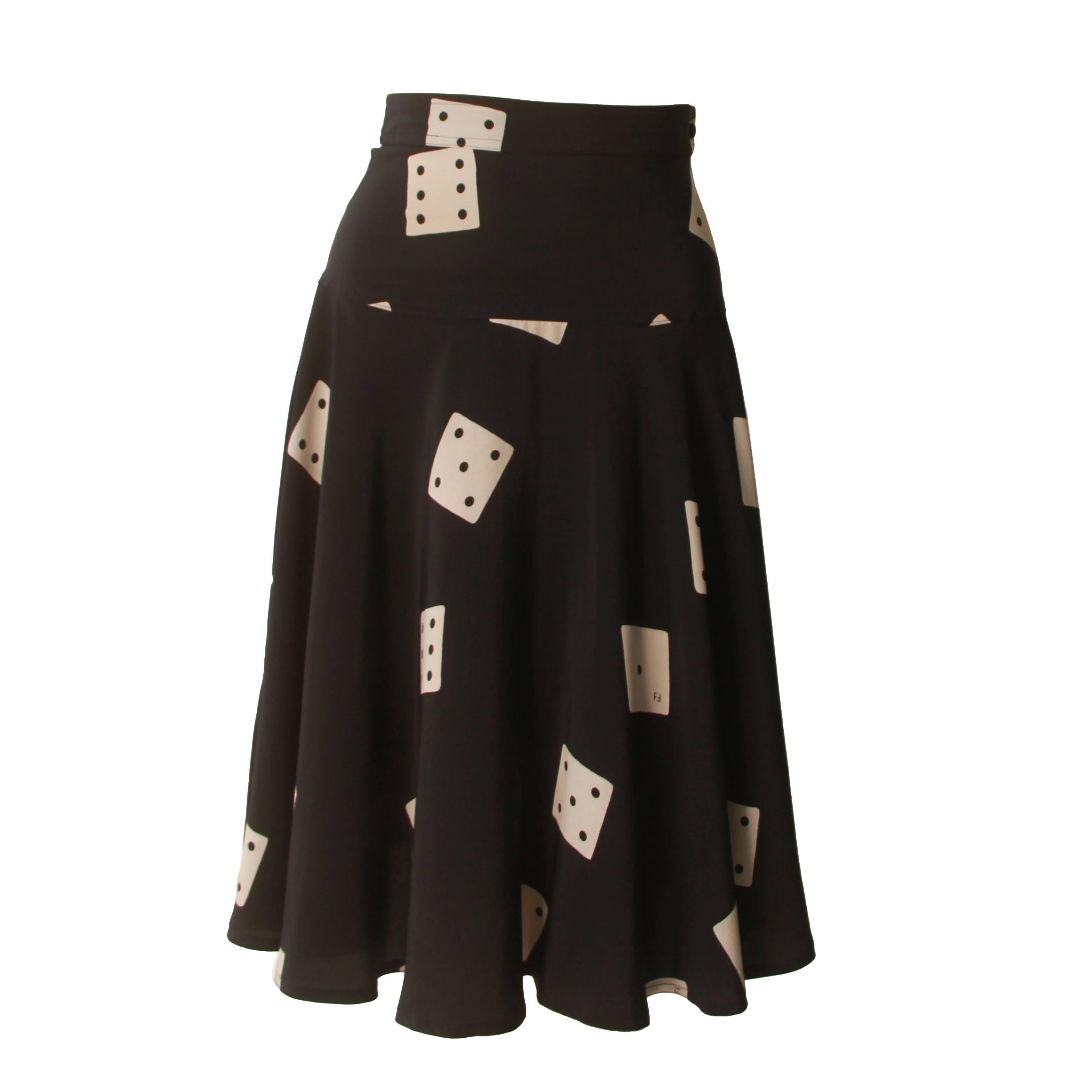 Rare Fendi Printed Silk Skirt 1970's For Sale