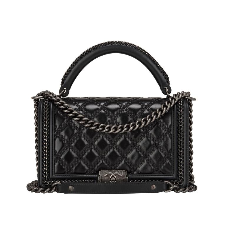 chanel black quilted shiny goatskin new medium boy bag chanel black quilted shiny goatskin new medium boy bag