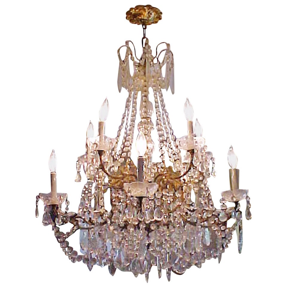 Lustrous 19th Century Ten-Light Large French Louis XV Multi-Crystal Chandelier For Sale