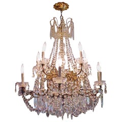 Lustrous 19th Century Ten-Light Large French Louis XV Multi-Crystal Chandelier