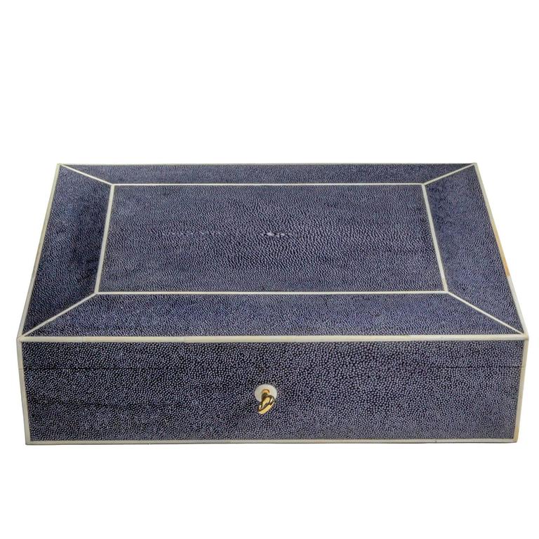 Blue Shagreen Jewelry Box at 1stDibs