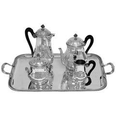 Puiforcat French Sterling Silver Tea & Coffee Service with Original Serving Tray