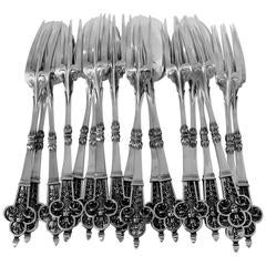 Cardeilhac Masterpiece French Sterling Silver Dinner Flatware 18 Pc Renaissance