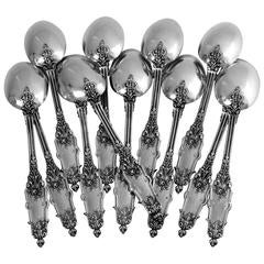 Puiforcat Rare French Sterling Silver Tea Spoons Set of 12 Pieces Acanthus