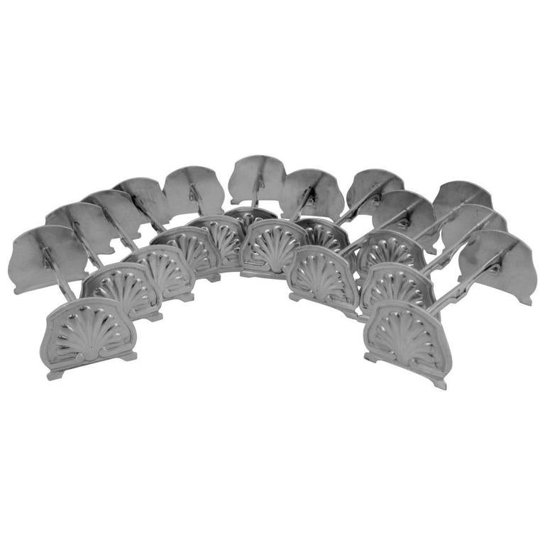 Gorgeous French All Sterling Silver Knife Rests Set 12 Pieces Shells ...