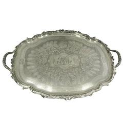 Art Nouveau Style, Antique French, Sterling Silver, Large Tray by Odiot of Paris