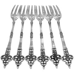 Cardeilhac Masterpiece French Sterling Silver Dinner Forks Set Renaissance