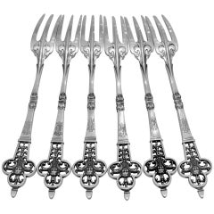 Antique Cardeilhac Masterpiece French Sterling Silver Dinner Forks Set Renaissance