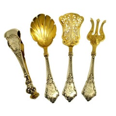 Lapar French Sterling Silver 18-Karat Gold Hors D'oeuvre Dessert Set Box