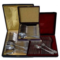 Antique Puiforcat Fabulous French Sterling Silver Flatware Set of 60 Pieces Rococo