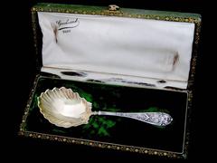 Ernie French All Sterling Silver 18K Gold Serving Spoon with Original Box Torch