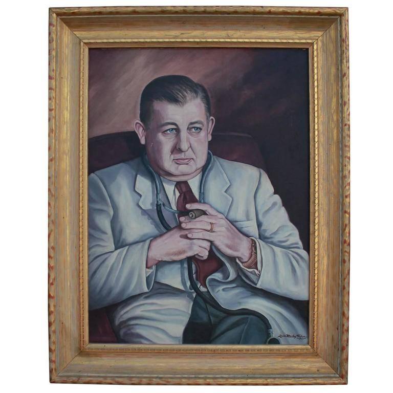 Unknown Portrait Painting - Wonderful Portrait of a Doctor Smoking a Cigar Painting