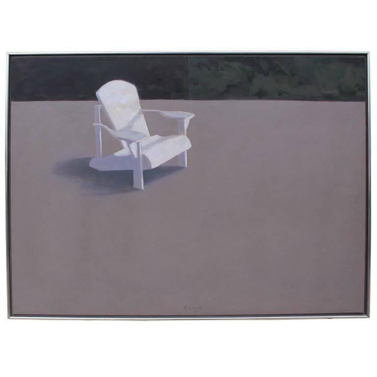 Wonderful oil on canvas by Tom Berg titled &quot;Empty Adirondack&quot;, 1983. Provenance: Property from the Collection of Total Exploration &amp; Production USA, Inc., Houston, TX.

Tom Berg (born 1943) is a Santa Fe artist known for his paintings